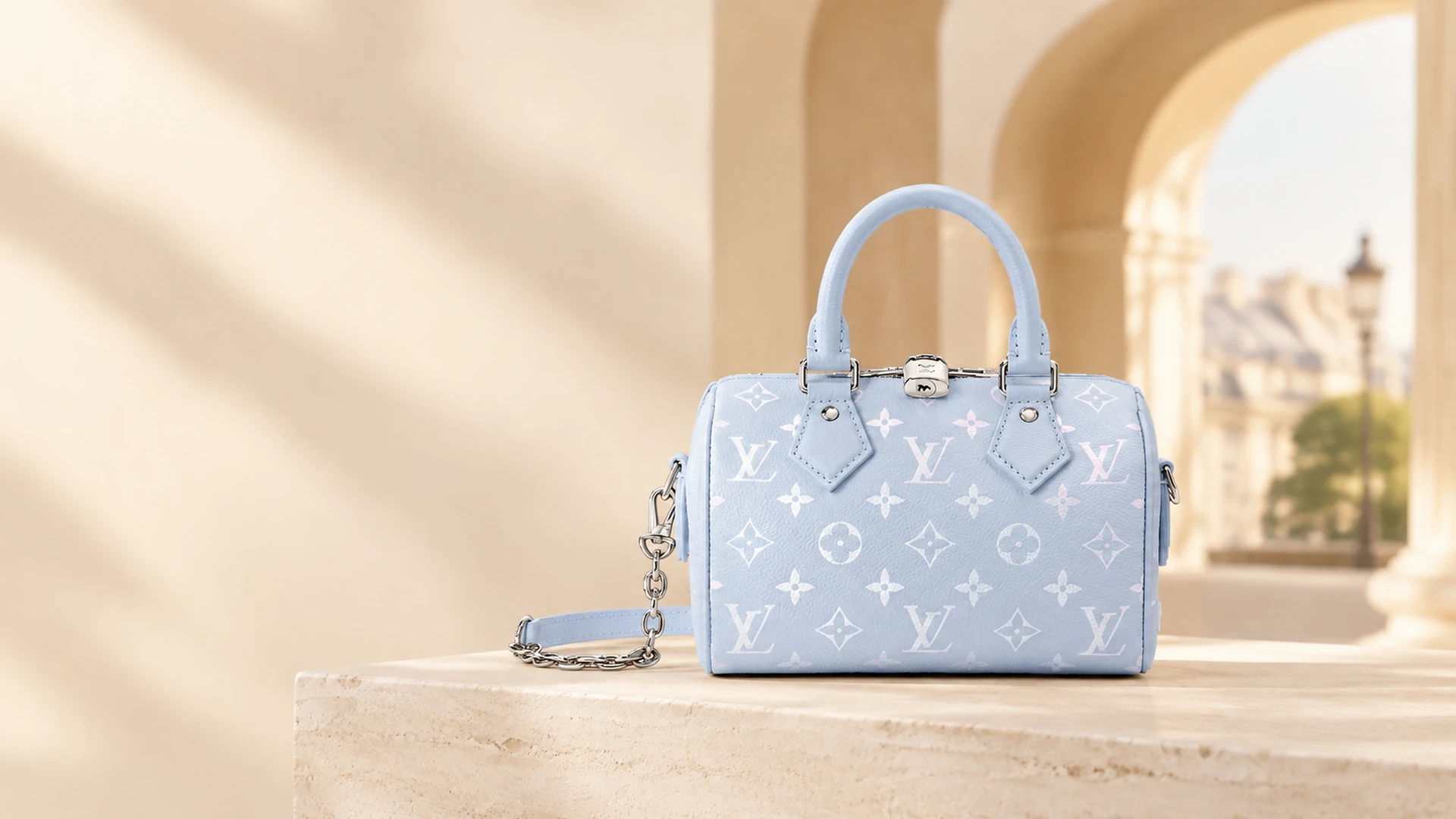 Louis Vuitton Speedy 20 Bandoulière — AI-created editorial artwork
