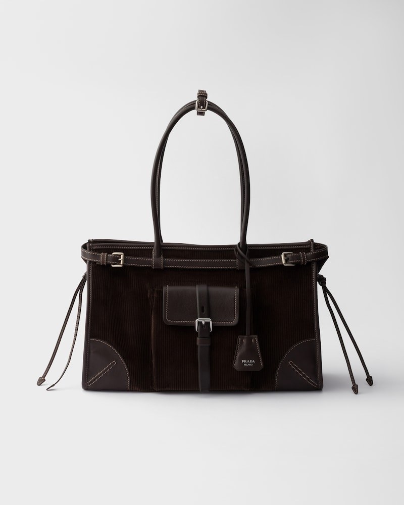 Prada Bonnie large corduroy and leather handbag