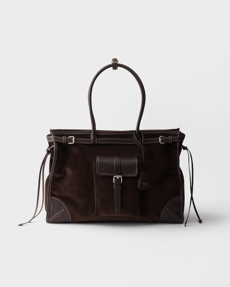 Prada Bonnie extra large corduroy and leather handbag