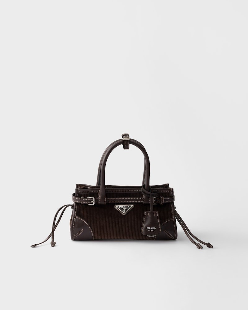 Prada Bonnie small corduroy and leather handbag