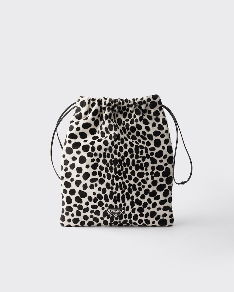 Prada Wish printed calf hair leather pouch